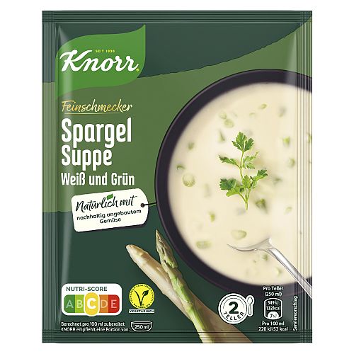 KNORR FEINSCHMECKER SPARGEL - SUPPE WEISS UND GRUEN 2 TELLER 