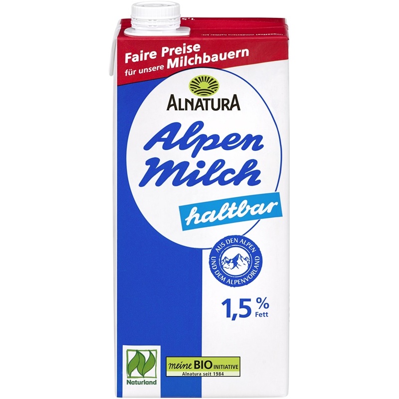ALNATURA BIO HALTBARE ALPENMILCH 1.5% FETT 1L
