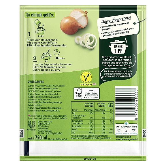 KNORR SUPPENLIEBE ZWIEBEL - SUPPE 3 TELLER 